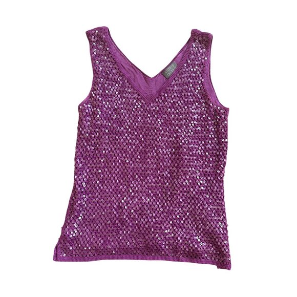 SIGRID OLSEN Purple Sequin Tank Top Size Small - Picture 2 of 7